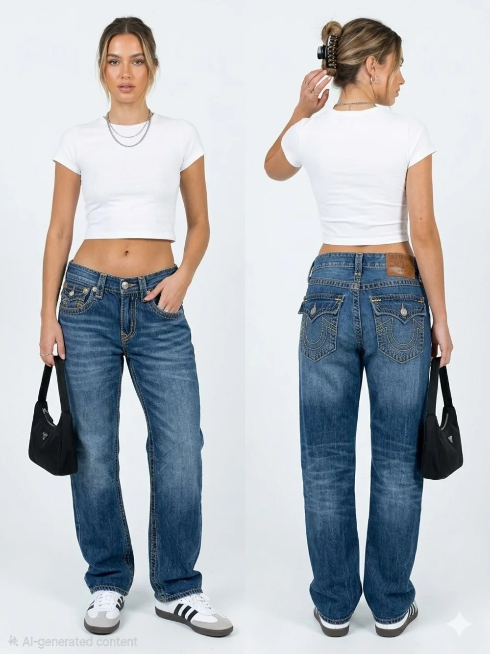 Vintage ​True Religion Big T Low Slung Baggy Relaxed-Fit Size 27-28 - Picture 5 of 11